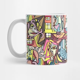 Cubist  Style Lady Faces Mug